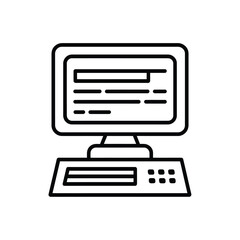 Retro computer monitor and keyboard icon for technology and digital communication