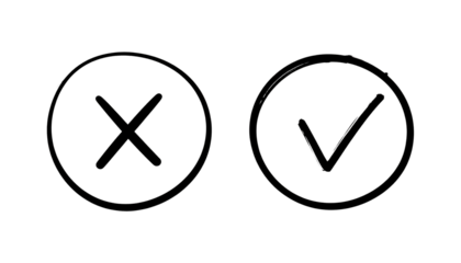 Sketch Style Check and Cross Icons – Vector-Like Illustration PNG