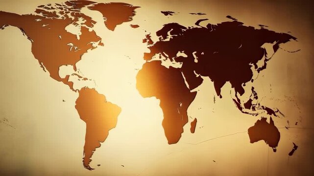 An illuminated map of the world against a textured golden backdrop, the image conveys a sense of global unity, exploration, and discovery.