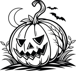 set of halloween pumpkins halloween pumpkin icons Icon illustration of a set of halloween pumpkin silhouettes of plants black and white vector illustration