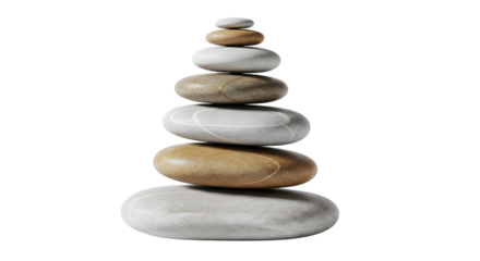 Zen Stacked Stones or Cairn Isolated on White Background