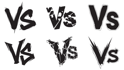 black graffiti vs text vector clip art silhouette minimal abstract clean modern design