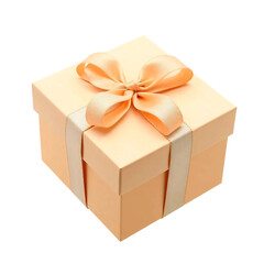 Beige gift box isolated on transparent background