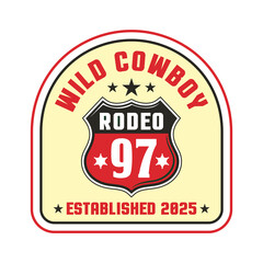 Obraz premium Rodeo wild cowboy logo emblem vector design
