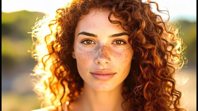 A powerful close-up transition from a magnificent lion to a beautiful woman with similar coloring, symbolizing nature, strength, and wild beauty.