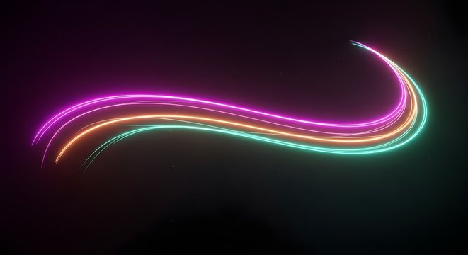a retro-futuristic and abstract aesthetic, resembling a cosmic aurora or an energy ribbon in space