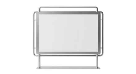 Modern minimalist whiteboard design with metal stand in neutral setting