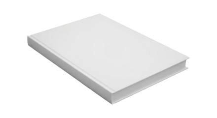 Blank white hardcover book on black background - minimalist design concept