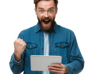 man holding a tablet computer