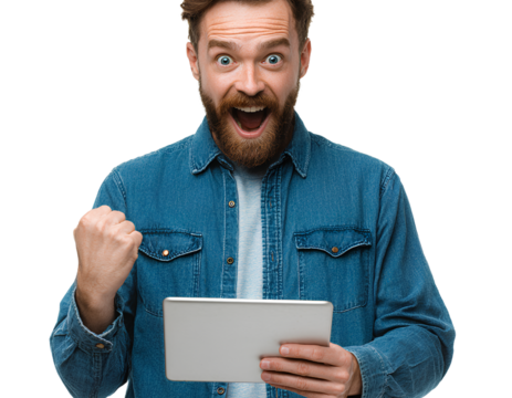 man holding a tablet computer