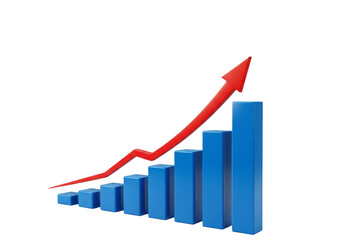 3D Financial Growth Graph with Upward Arrow and Flag Isolated on White transparent png 2