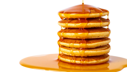 Pancake Stack with Golden Syrup Drizzle – Two Styles Isolated on Transparent Background