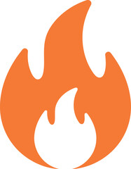 Orange fire flame icon isolated heat energy symbol vector