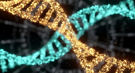 Abstract Glowing DNA Strands Genetic Code Science and Biotechnology Concept