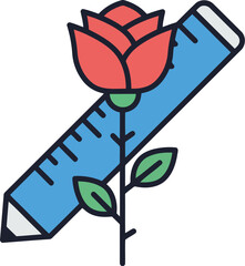 Creative design rose ruler icon vector art concept vector