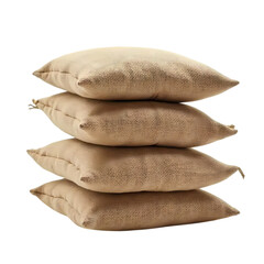 Stack of burlap bags isolated on transparent background
