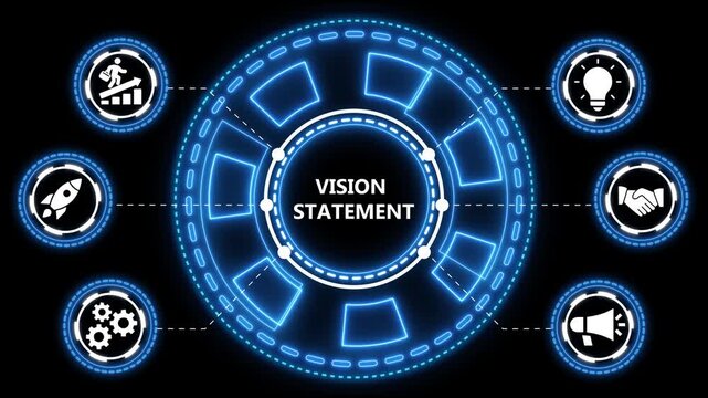 Futuristic vision statement concept illustrating business goals and strategic objectives