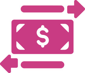 Pink money transfer icon financial transaction concept vector