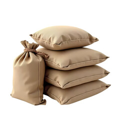 Stack of burlap bags isolated on transparent background