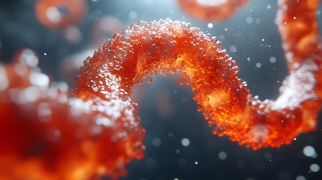 Abstract red DNA helix with microbiology, and science background. - Powered by Adobe