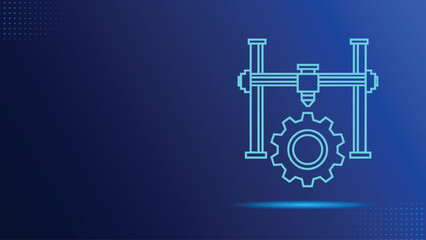 3D Printer with Gear Icon Additive Manufacturing Technology Engineering Production Graphic