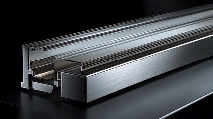 Aluminum profile Silver metal texture.