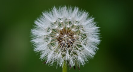 Obraz premium Close up of a dandelion seed head against a soft green background