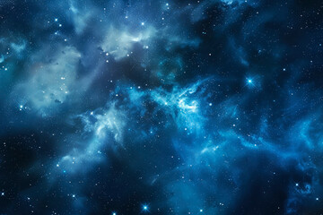 Beautiful, bright blue cosmic nebula. Generative AI