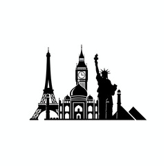Naklejka premium paris landmarks and monuments