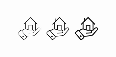 house hand holding icon sign vector