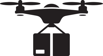 Drone Delivery Service Silhouette Flying Unmanned Aerial Vehicle Package Transportation Icon
