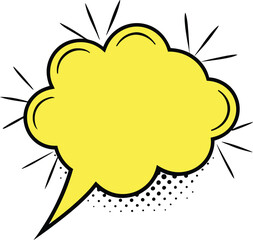 Yellow comic speech bubble with black outline vector