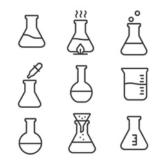 Laboratory flask icons with creative designs for science and chemistry