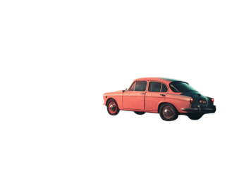 Vintage orange sedan car isolated on transparent background