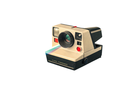 Vintage polaroid camera isolated on transparent background