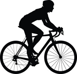 Naklejka premium Minimalist black silhouette of a cyclist on a road bike