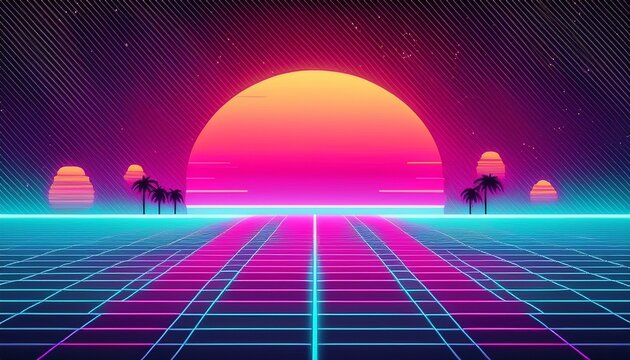 minimalist neon retro 80s background