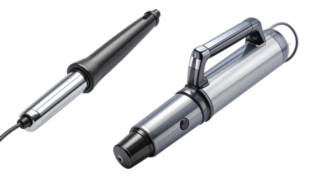 Hair Styling Tool Collection – Two Curling Iron Variations Isolated on White Background