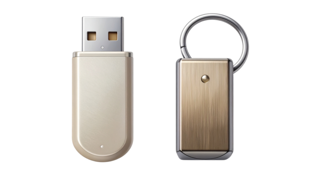 USB Flash Drive Duo – Standard and Modern Variations Isolated on Transparent Background