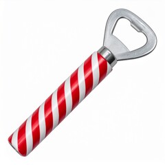 Naklejka premium Bottle Opener with Red and White Stripes Against a White Background