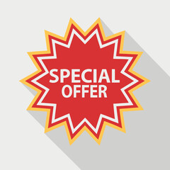 Red starburst special offer badge yellow white