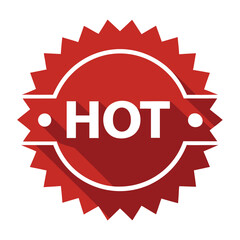 Red starburst badge with bold white text award symbol