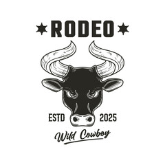 Rodeo wild cowboy logo emblem vector design monochrome