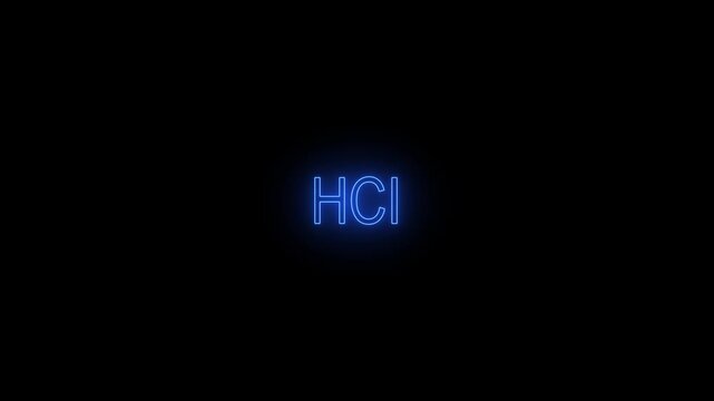 Blue Neon Chemical Formula H Cl on Black Background hydrochloric acid chemistry.