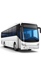 A sleek, modern passenger vehicle, rendered in white, with large tinted windows and aerodynamic design, ready to transport