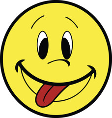 Yellow smiley face winking tongue out vector