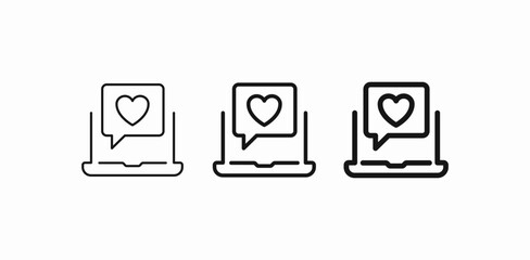 laptop love notification icon sign vector
