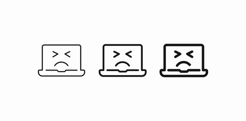 laptop sad face error icon sign vector