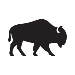 Silhouette of a majestic bison walking profile view iconic american wildlife vector