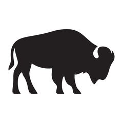 Majestic bison silhouette charging powerful wild animal north american nature symbol vector